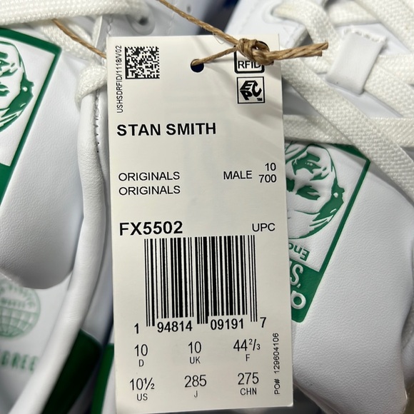 Adidas originals Stan Smith. size 10.5. new with box, green back - Picture 3 of 4